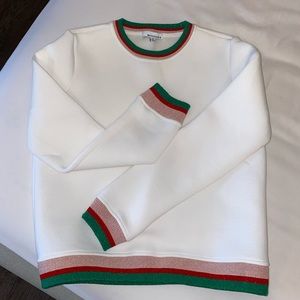 Moelleux shirt, with metallic tri color Gucci looking.